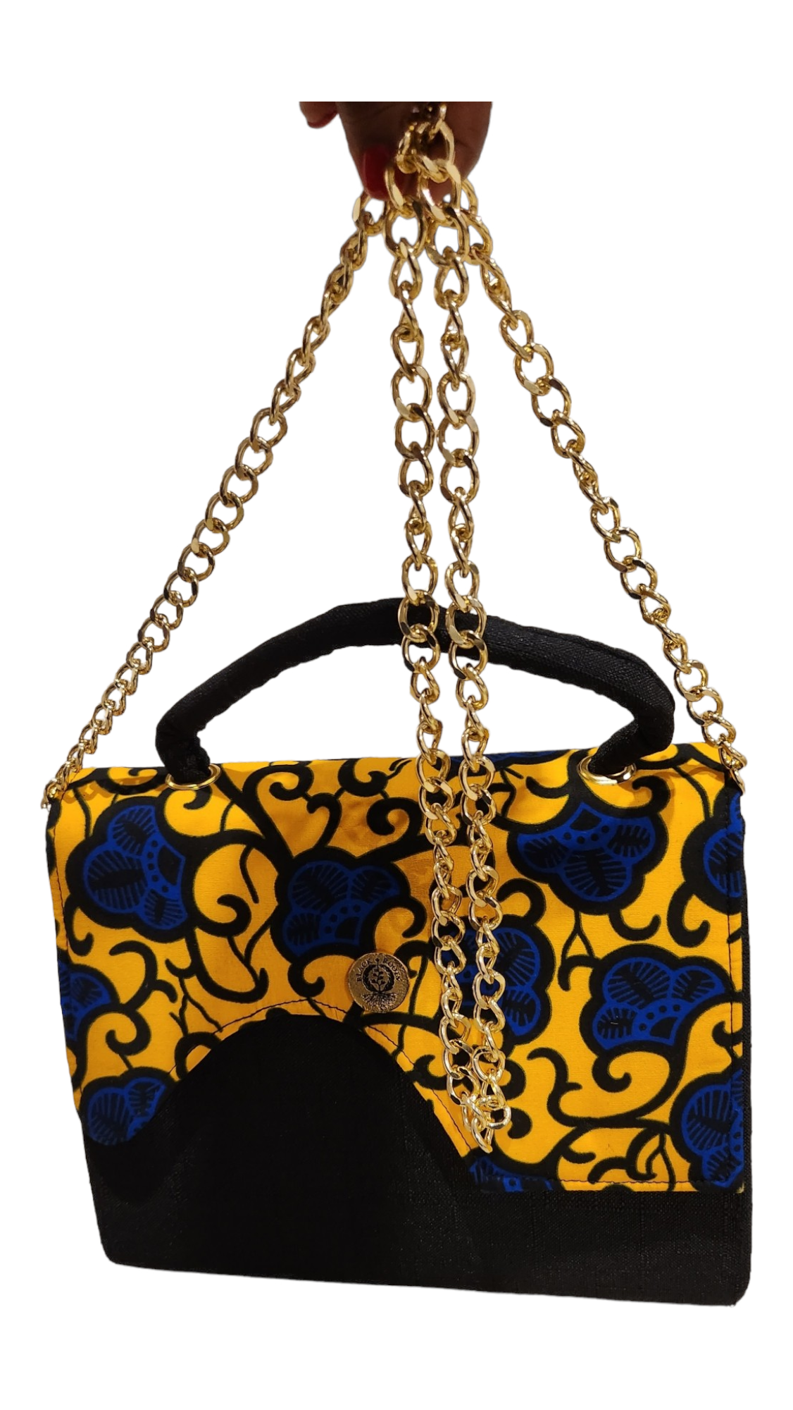 Yellow with Blue Flowers "Rahel" Handbag