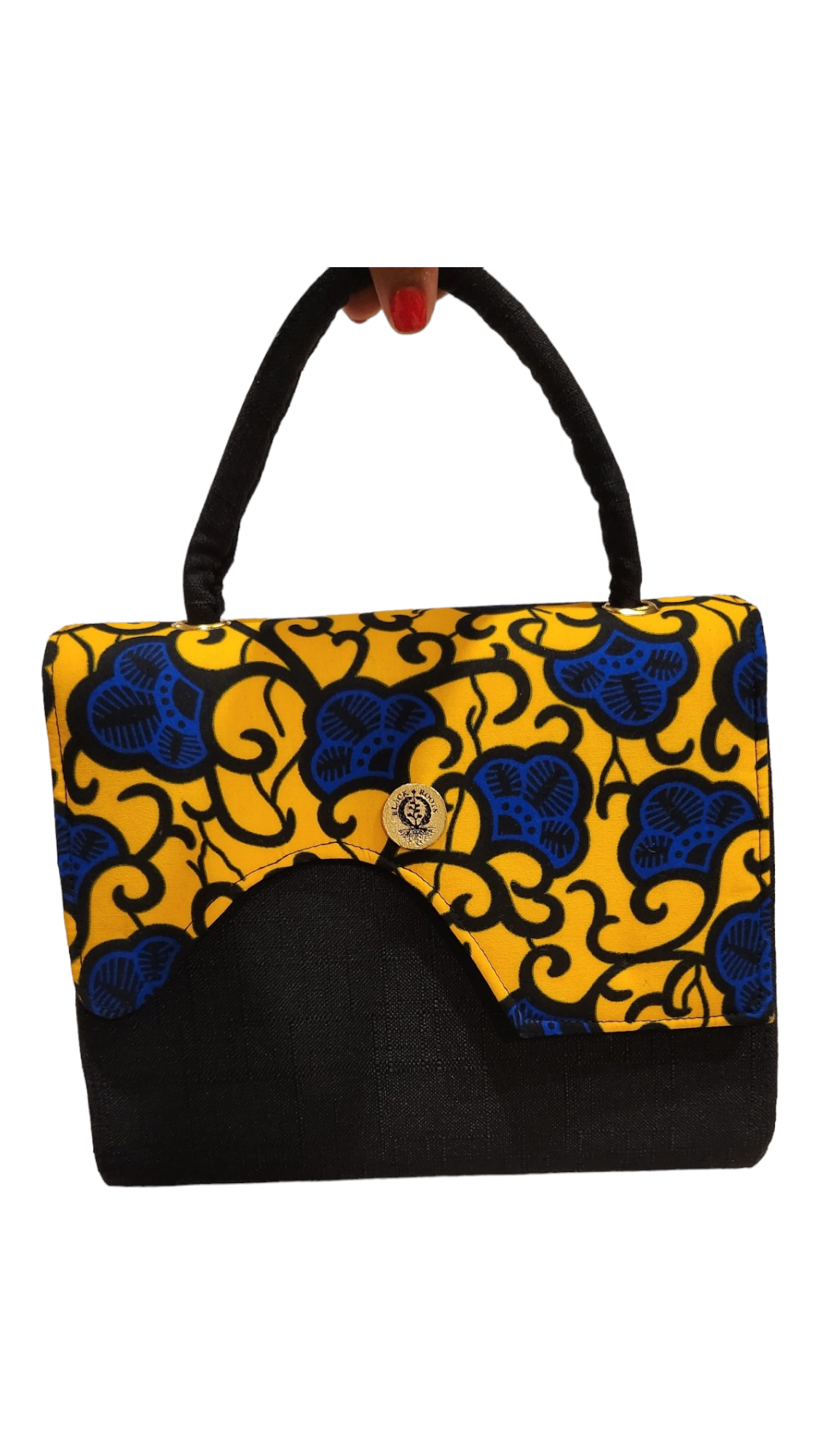 Yellow with Blue Flowers "Rahel" Handbag